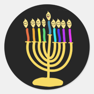 Happy Channukah Menora / Chanukia Ronde Sticker