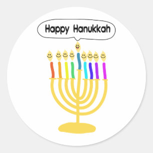Happy Channukah Menora / Chanukia Ronde Sticker