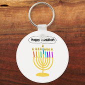 Happy Channukah Menora / Chanukia Sleutelhanger (Voorkant)