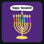 Happy Channukah Menora / Chanukia Vierkante Sticker<br><div class="desc">hanuka, hannuka, hannukah, hanukah, hanukkah, hanukkah, chanuka, channuka, channukah, channukah, channukkah, chanukkah, chanukkah chanukia, chanukia, hanukia, hanukkia, menora, menorra, vakantie, feestdagen, joods, judaisme, " happy ukkah", happy face", candelabra, happy channukah, hannuka, hanukkah, hanuka, chanuka, chanuka, chanukkah, chanukah, channuka, "happy channukah", sameach, chag sameach, menora, menorah, hanukia, chanukia, joods, judaica, candles;...</div>