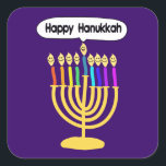 Happy Channukah Menora / Chanukia Vierkante Sticker<br><div class="desc">hanuka, hannuka, hannukah, hanukah, hanukkah, hanukkah, chanuka, channuka, channukah, channukah, channukkah, chanukkah, chanukkah chanukia, chanukia, hanukia, hanukkia, menora, menorra, vakantie, feestdagen, joods, judaisme, " happy ukkah", happy face", candelabra, happy channukah, hannuka, hanukkah, hanuka, chanuka, chanuka, chanukkah, chanukah, channuka, "happy channukah", sameach, chag sameach, menora, menorah, hanukia, chanukia, joods, judaica, candles;...</div>