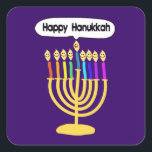 Happy Channukah Menora / Chanukia Vierkante Sticker<br><div class="desc">hanuka, hannuka, hannukah, hanukah, hanukkah, hanukkah, chanuka, channuka, channukah, channukah, channukkah, chanukkah, chanukkah chanukia, chanukia, hanukia, hanukkia, menora, menorra, vakantie, feestdagen, joods, judaisme, " happy ukkah", happy face", candelabra, happy channukah, hannuka, hanukkah, hanuka, chanuka, chanuka, chanukkah, chanukah, channuka, "happy channukah", sameach, chag sameach, menora, menorah, hanukia, chanukia, joods, judaica, candles;...</div>