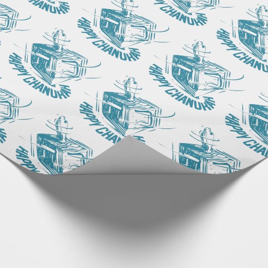 Happy Channukah Spinning Dreidel Cadeaupapier (Hoek)