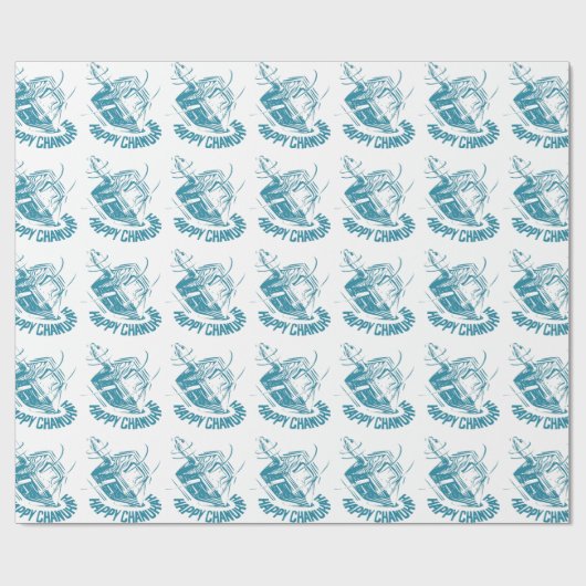 Happy Channukah Spinning Dreidel Cadeaupapier (Vlak)