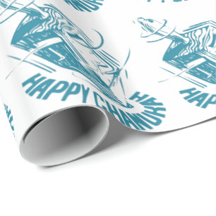Happy Channukah Spinning Dreidel Cadeaupapier