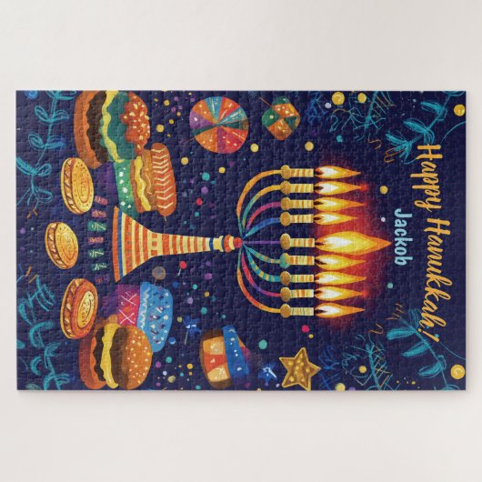 Happy Chanoeka aangepaste tekst Legpuzzel (Horizontaal)