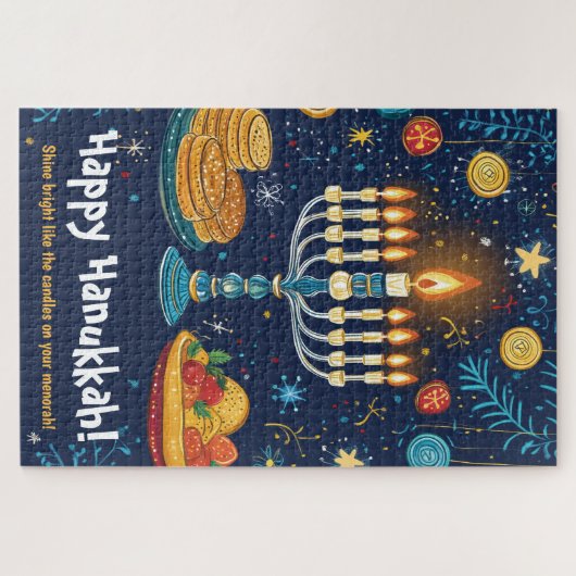 Happy Chanoeka aangepaste tekst Legpuzzel (Horizontaal)