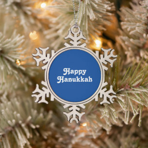 "Happy Chanoeka" blauw wit Vakantie feest ornament