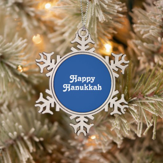 "Happy Chanoeka" blauw wit Vakantie feest ornament (Boom)