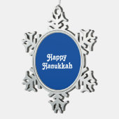 "Happy Chanoeka" blauw wit Vakantie feest ornament (Rechts)