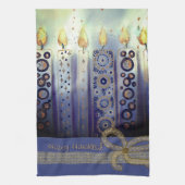 Happy Chanoeka Blue Candles Theedoek (Verticaal)