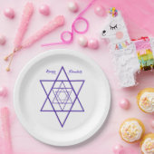 Happy Chanoeka / Chanoeka in blauw en wit Papieren Bordje (Feest)