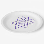 Happy Chanoeka / Chanoeka in blauw en wit Papieren Bordje (Gekanteld)