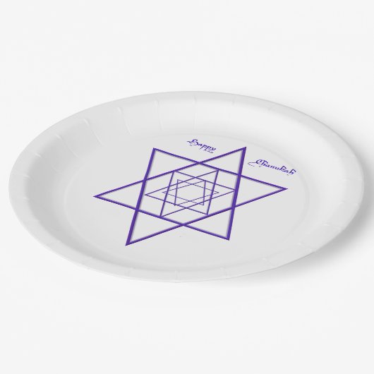 Happy Chanoeka / Chanoeka in blauw en wit Papieren Bordje (Gekanteld)