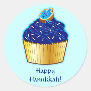 Happy Chanoeka: Cupcake met koekje Ronde Sticker