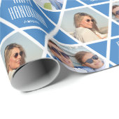 Happy Chanoeka Custom Naam Foto's Star Blue Cadeaupapier (Rol Hoek)