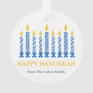 Happy Chanoeka Eenvoudige elegante kaarsgroet Ornament