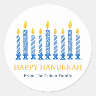 Happy Chanoeka   Eenvoudige elegante kaarsgroet Ronde Sticker