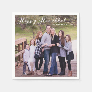 Happy Chanoeka Elegant Typografie Fotonaam Servet