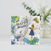 Happy Chanoeka Flat Wenskaart (Staand voorkant)