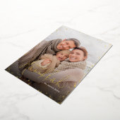 Happy Chanoeka | Gouden Glitz foto overlay Folie Feestdagenkaart (Gedraaid)