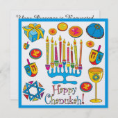 Happy Chanoeka Invitation Kaart (Voorkant / Achterkant)