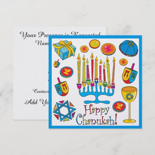 Happy Chanoeka Invitation Kaart (Voorkant / Achterkant)