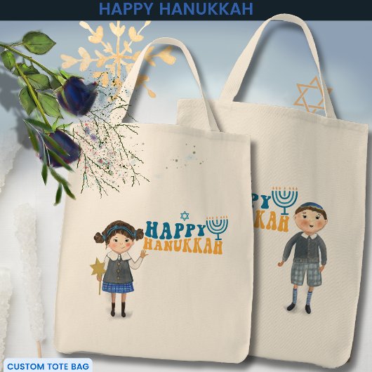 Happy Chanoeka Joods Meisje & Jongen Tote Bag