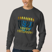 Happy Chanoeka Menorah Blauw Trui (Voorkant)