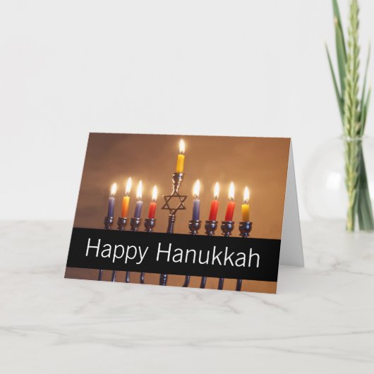 Happy Chanoeka Menorah kaarsen gepersonaliseerd Feestdagen Kaart (Voorkant)