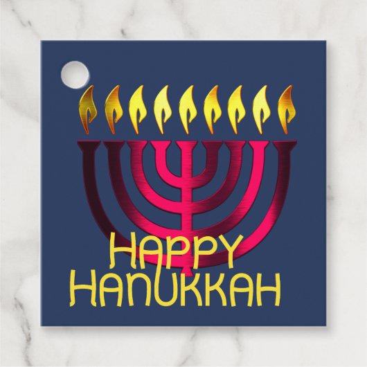 Happy Chanoeka Menorah Roze Bedankjes Labels (Voorkant)