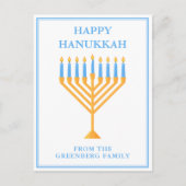 Happy Chanoeka Menorah Schattige gepersonaliseerd Briefkaart (Voorkant)
