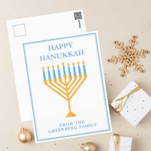 Happy Chanoeka Menorah Schattige gepersonaliseerd Briefkaart