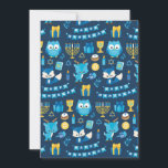 Happy Chanoeka Menorah Sufganiyot Schattige Uil Bl Feestdagenkaart<br><div class="desc">Vier het lichtfestival met ons Chanoeka wenskaart! Deze kaart is een vrolijke mix van Chanoeka-symbolen, met de dreidel, menora, sufganiyot, een schattige uil, cadeau, davidster, kaarsen en schattige vossen. Het is niet zomaar een kaart; het is een warme omhelzing, een wens voor acht dagen festiviteit, en een leven vol met...</div>