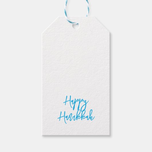 Happy Chanoeka Modern Holiday Typografie Blauw Cadeaulabel (Voorkant)