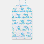 Happy Chanoeka Modern Holiday Typografie Blauw Cadeaulabel (Achterkant)