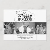 Happy Chanoeka | Modern Script Zwart Wit 3 Foto Feestdagenkaart (Voorkant)