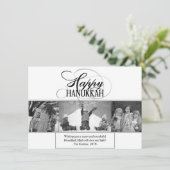 Happy Chanoeka | Modern Script Zwart Wit 3 Foto Feestdagenkaart (Staand voorkant)