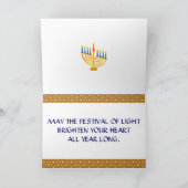 Happy Chanoeka (of Chanoeka) in goud en blauw Feestdagen Kaart (Binnen)