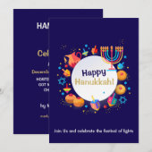 Happy Chanoeka Party Joodse feestdag Gouden Menora Kaart (Voorkant / Achterkant)