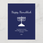 Happy Chanoeka Simple Menorah Blauw Feestdagenkaart (Voorkant)