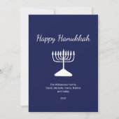 Happy Chanoeka Simple Menorah Blauw Feestdagenkaart (Voorkant)
