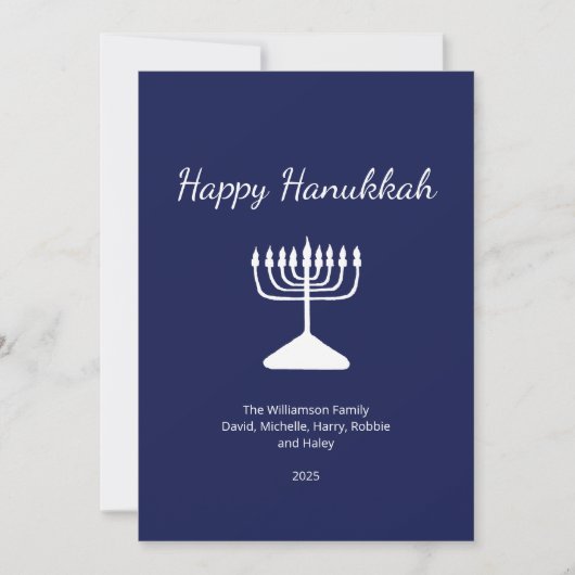 Happy Chanoeka Simple Menorah Blauw Feestdagenkaart (Voorkant)