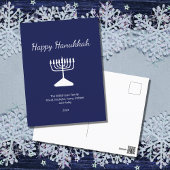 Happy Chanoeka Simple Menorah Blauw Feestdagenkaart