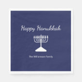 Happy Chanoeka Simple Menorah Blauw Servet (Voorkant)