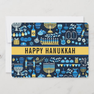Happy Chanoeka Star of David Schattige Trendy Feestdagenkaart