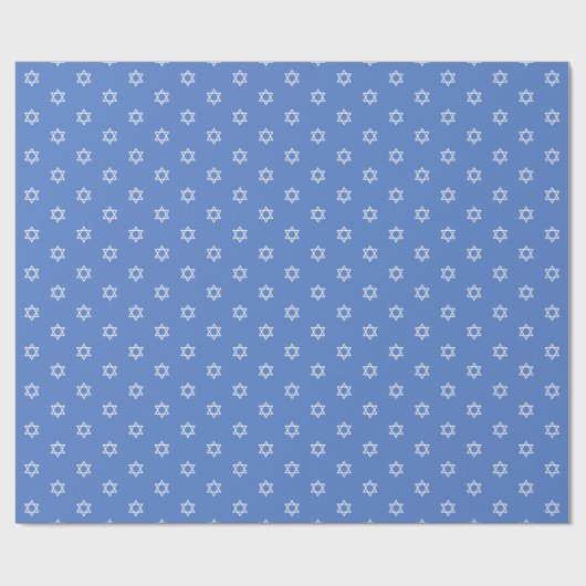 Happy Chanoeka Star van David White Blue Cadeaupapier (Vlak)
