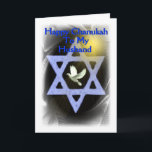 Happy Chanukah - aan mijn man Feestdagen Kaart<br><div class="desc">Happy Chanukah - Op mijn man sms op een wijze achtergrond met een "Star of David" duif en zonnestralen</div>