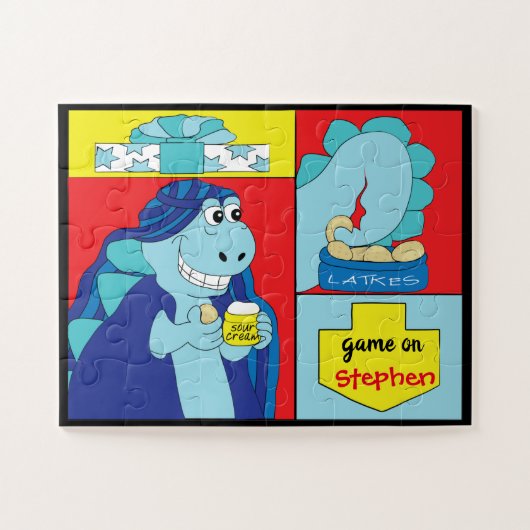 Happy Chanukah Dinosaur Jigzaag Puzzle Legpuzzel (Horizontaal)