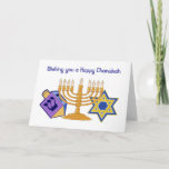 Happy Chanukah Greeting Card Feestdagen Kaart<br><div class="desc">"Wishing you a Happy Hanukkah" magnet with a dreidle,  menorah & star of david in bright covu. Tekstindex: "At Chanukah we remember traditie,  freedom,  and moed. Have a joyous celebration of the Festival of Lights."</div>